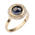 Antieke ring met diamant en saffier